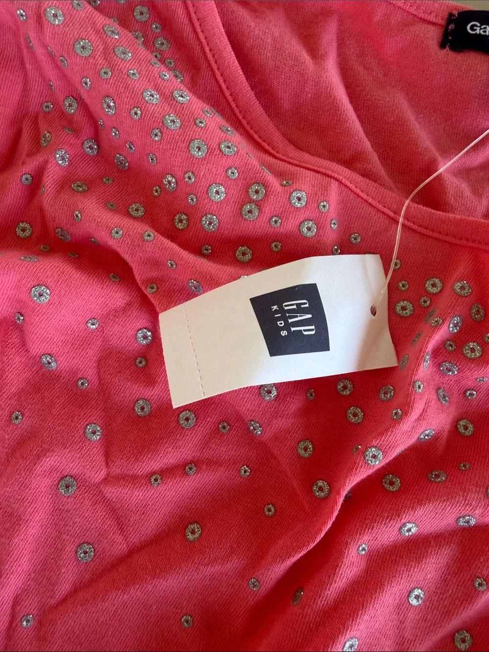 NWT GAPKIDS Pink Long Sleeve Rhinestone Yoke Top
